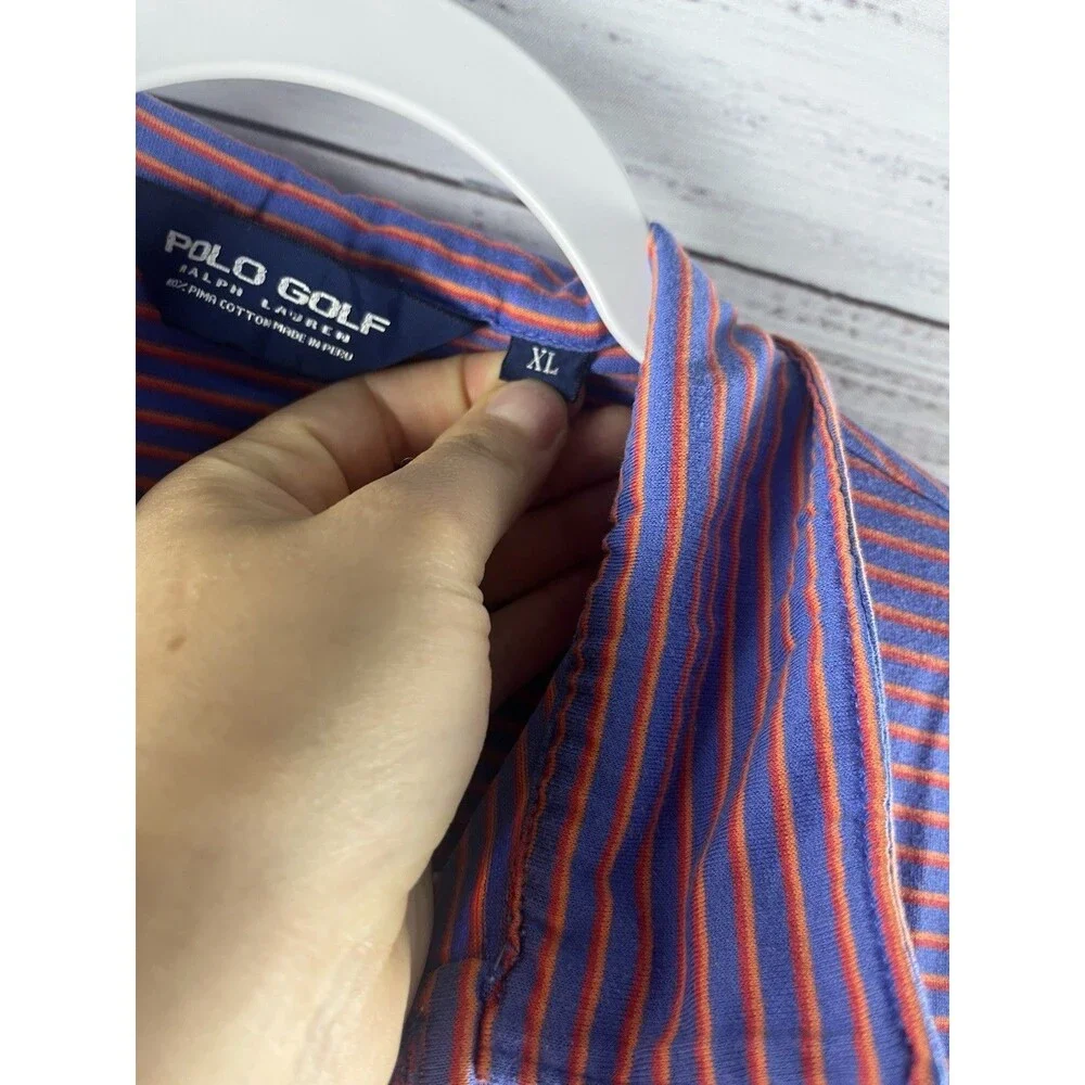 Ralph Lauren Polo Golf Men's Striped Shirt 100% Pima Cotton Short Sleeve XL